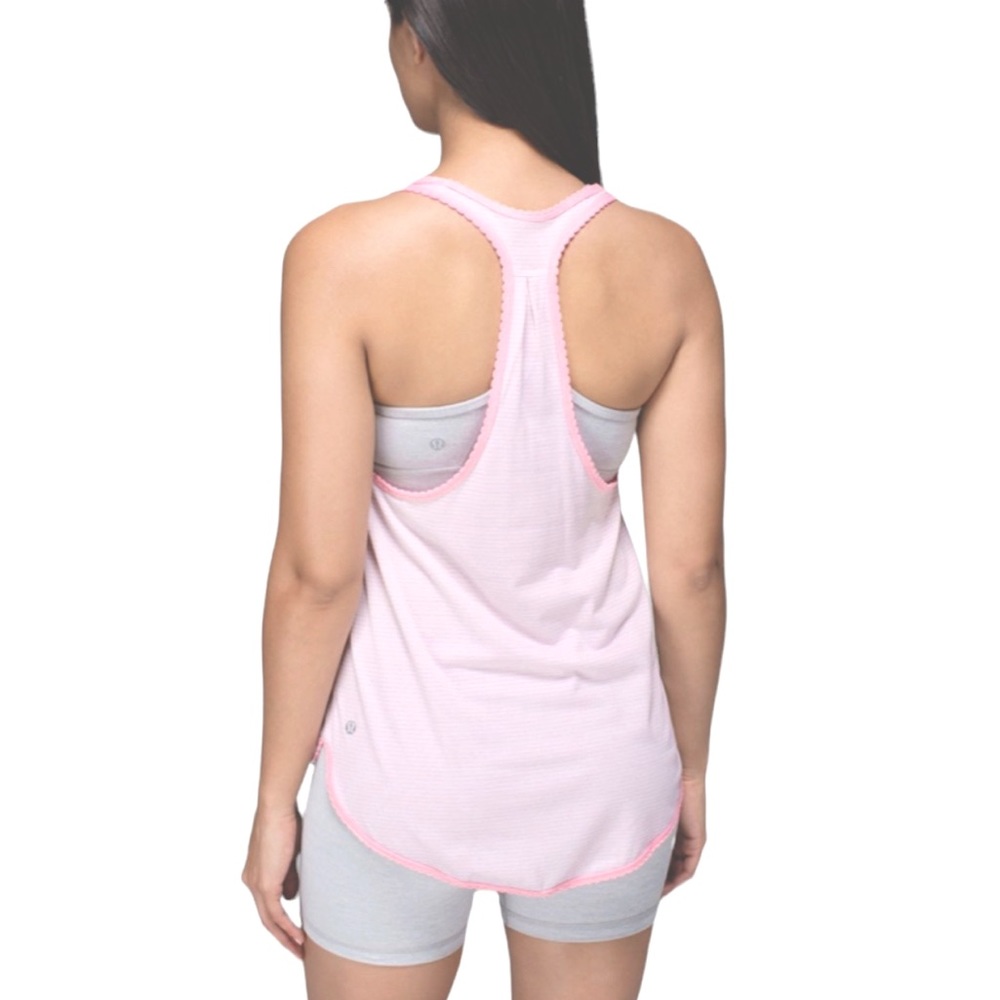Lululemon 105 F Singlet Silver Heathered Barely Pink Tank Top